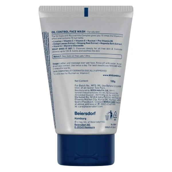 Nivea Men Oil Control Face Wash 100g
